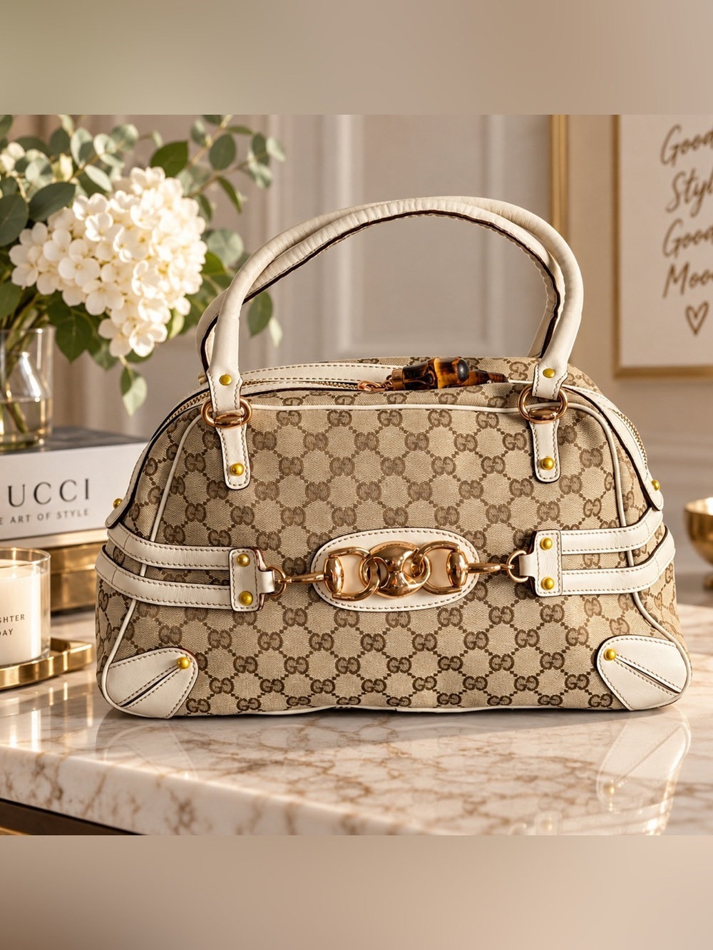 Authentic Vintage Gucci GG Monogram Handbag – Made in Italy
